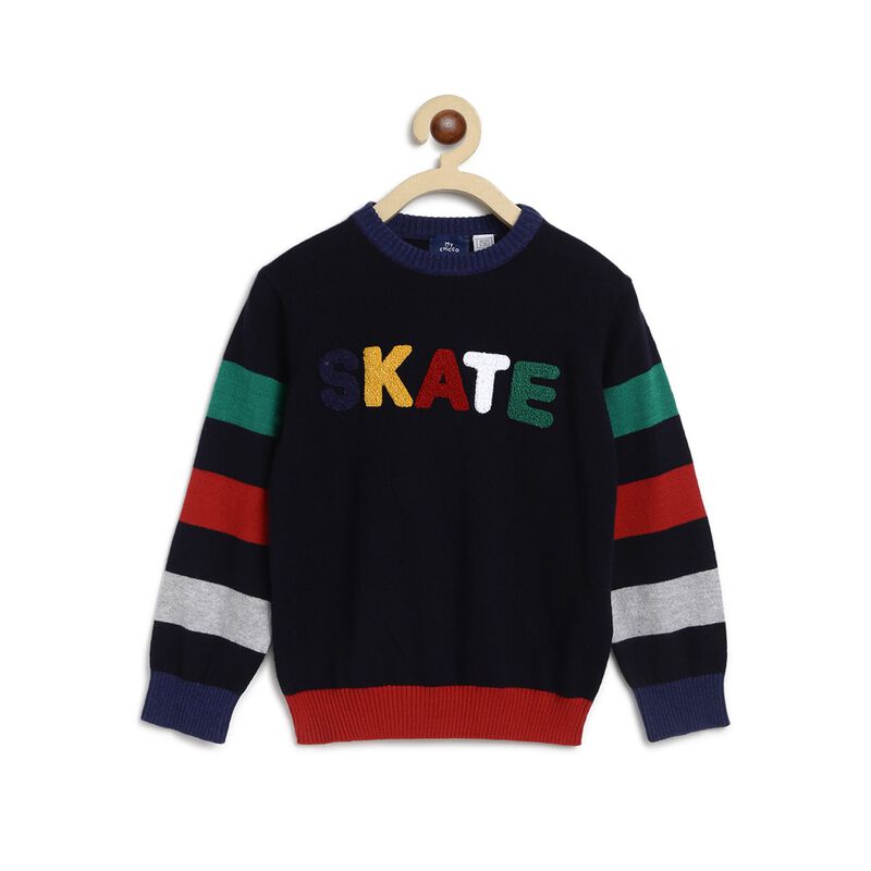 Boys Dark Blue Wool Blend Tricot Cardigan image number null